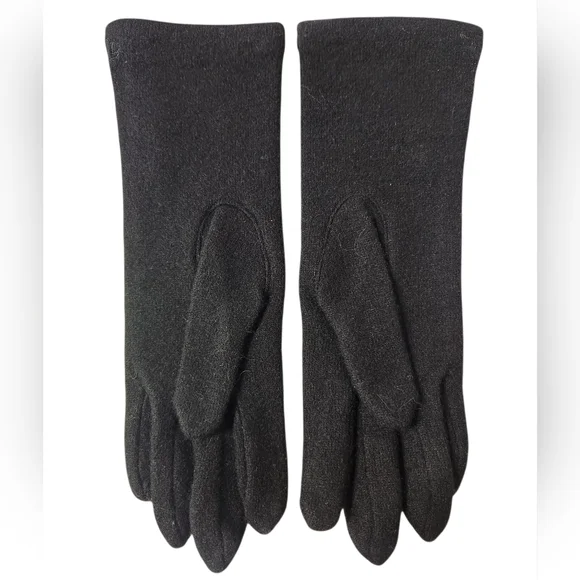 Lauren Ralph Lauren Wool & Cashmere Black Gloves with Button Detail Size Small